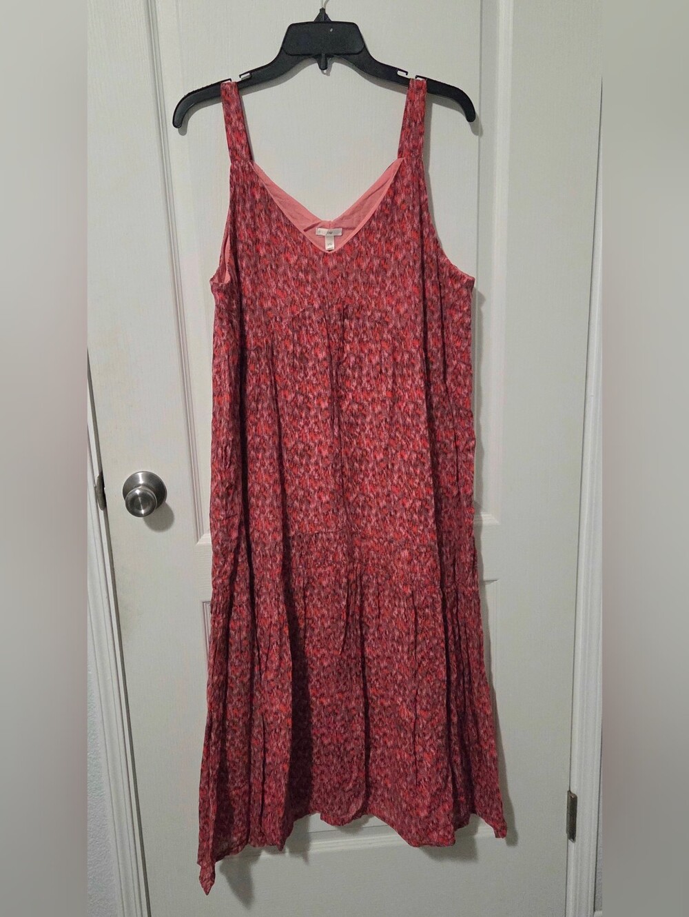 Joie Coral-Red Printed V-Neck Tiered Maxi Dress - Picture 2 of 2